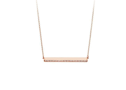 Rose Gold Plated CZ Studded Personalised Bar Pendant